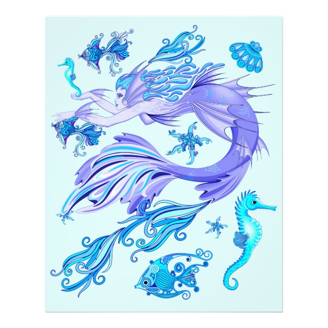 Mystic Mermaid Fairy Lila Creature Keramik Tile Fotodruck (Vorne)