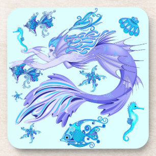 Mystic Mermaid Fairy Lila Creature Keramik Tile Getränkeuntersetzer