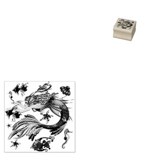 Mystic Mermaid Fairy Lila Creature Keramik Tile Gummistempel