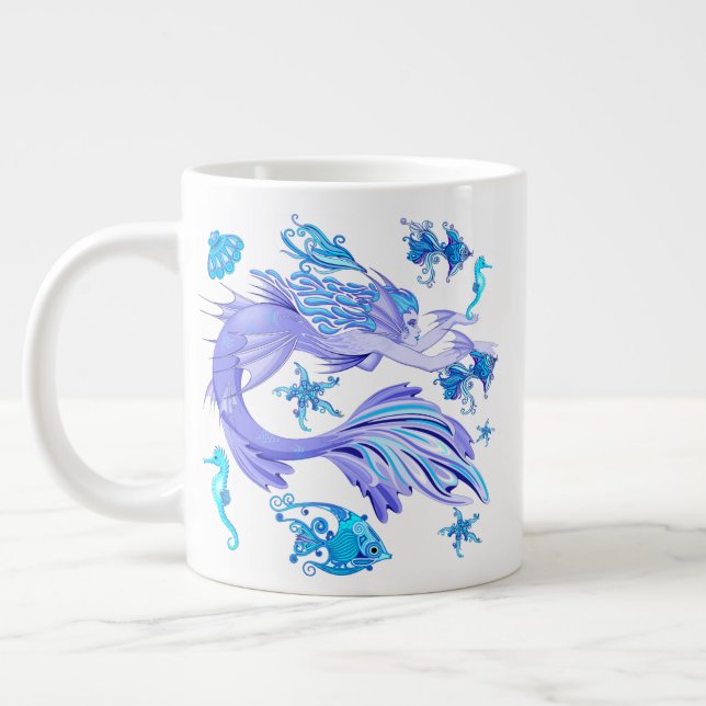 Mystic Mermaid Fairy Lila Creature Keramik Tile Jumbo-Tasse (Links)