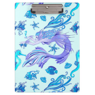 Mystic Mermaid Fairy Lila Creature Keramik Tile Klemmbrett