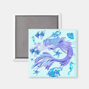 Mystic Mermaid Fairy Lila Creature Keramik Tile Magnet