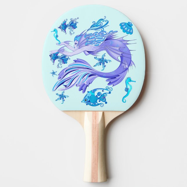 Mystic Mermaid Fairy Lila Creature Keramik Tile Tischtennis Schläger (Vorderseite)