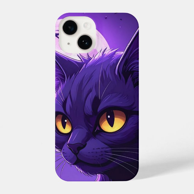 Mystic Midnight Cat iPhone Case 14 Hülle (Rückseite)