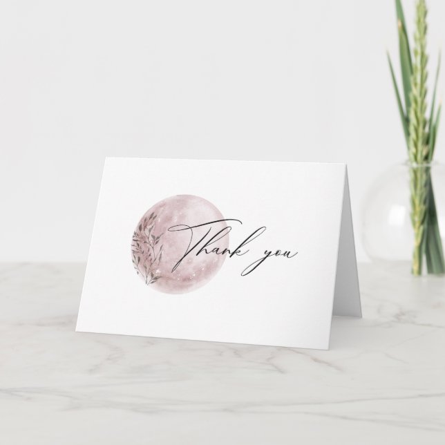 Mystic Moon Blush Pink Photo Carte de remerciement (Devant)