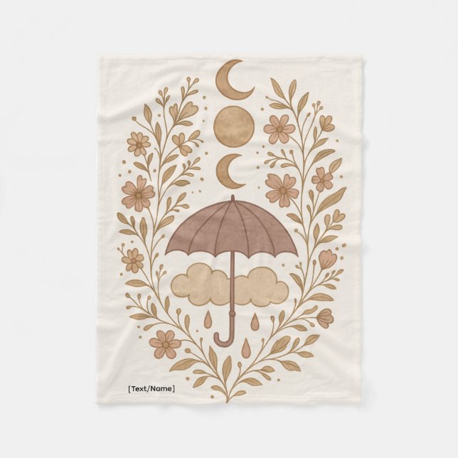 Mystic Moon Boho Rain Blanket | Add Text/Name Fleecedecke (Vorderseite)