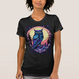 Mystic Moon Owl TShirt Enchantant style Nocturne