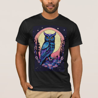 Mystic Moon Owl TShirt Enchantant style Nocturne