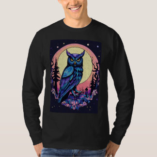 Mystic Moon Owl TShirt Enchantant style Nocturne