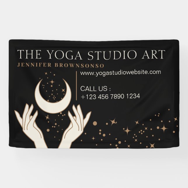 Mystic Moon Spiritual Black Energy Hands Banner (Horizontal)