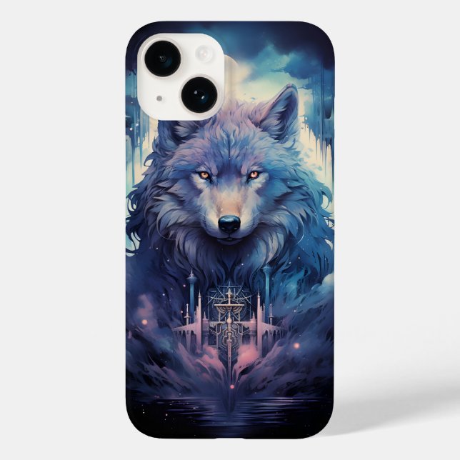 Mystic Moon Wolf Guardian Case-Mate iPhone 14 Hülle (Rückseite)