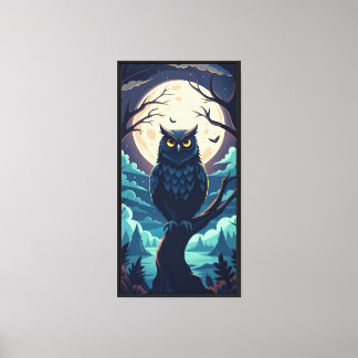 Mystic Moonlit Owl Vector Art Leinwanddruck