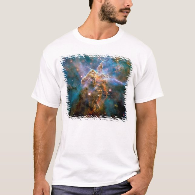 Mystic Mountain Carina Nebula Hubble Space Foto T-Shirt (Vorderseite)