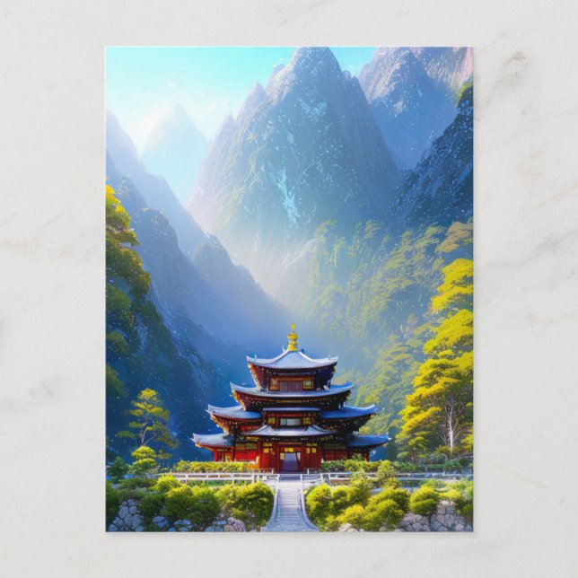 Mystic Mountain Temple Postkarte (Vorderseite)