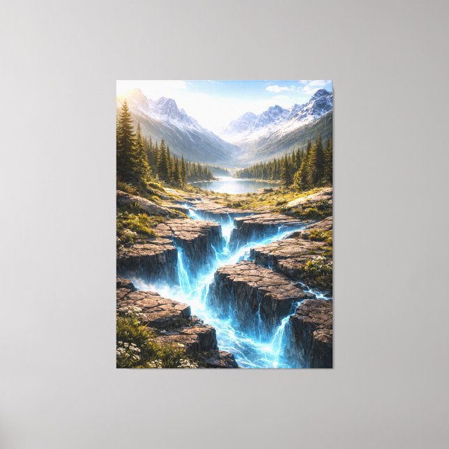 Mystic Mountain Valley – Fantasy Nature Landscape Leinwanddruck (Vorderseite)