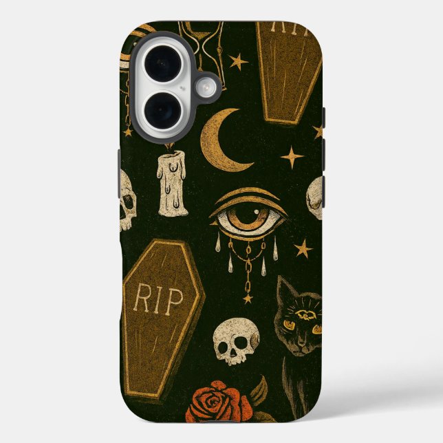 Mystic Mourning Halloween iPhone 16 Hülle (Rückseite)