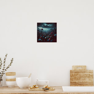 Mystic Night Garden Floral Poster