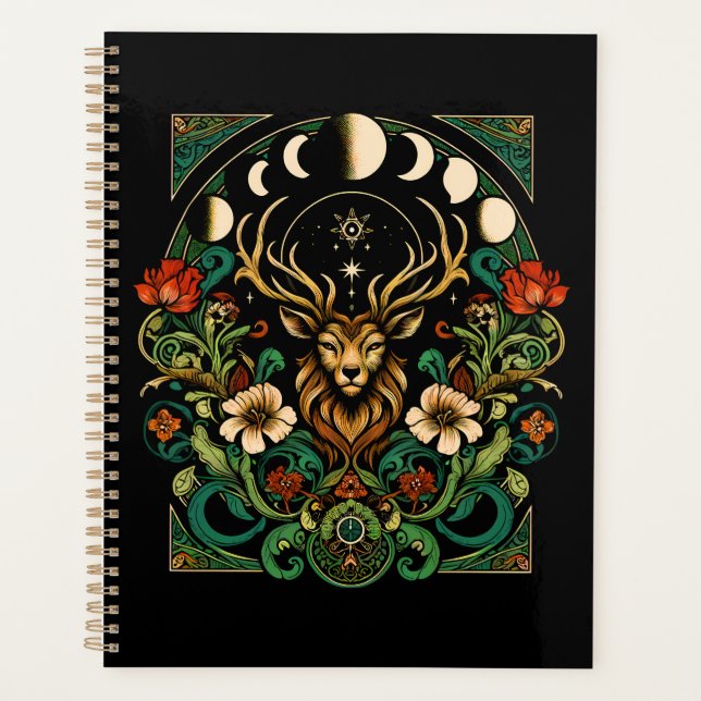 Mystic Pagan Stag and Moon Phase Planer (Vorderseite)
