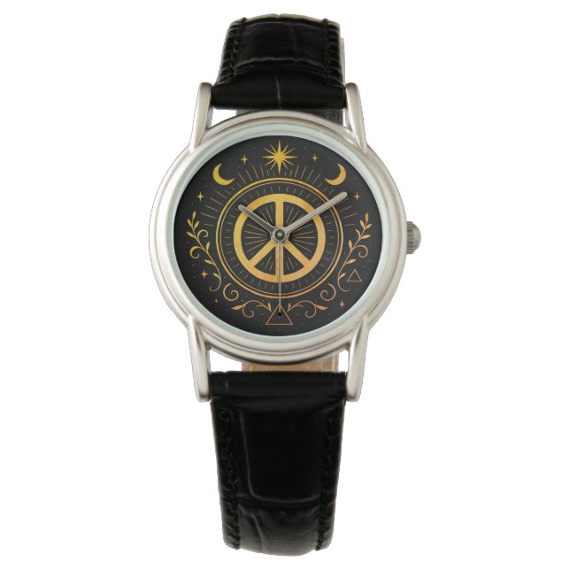 Mystic Peace Sign Armbanduhr (Vorderseite)