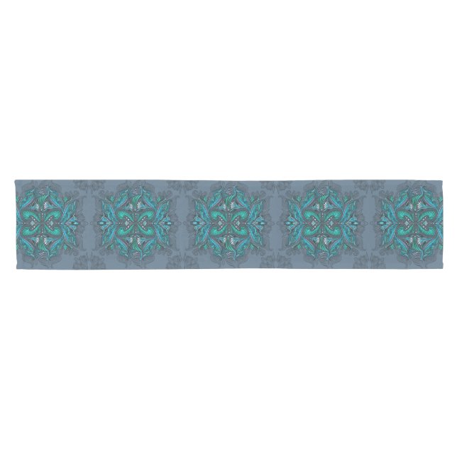 Mystic Peacock Feathers Kurzer Tischläufer (Horizontal)