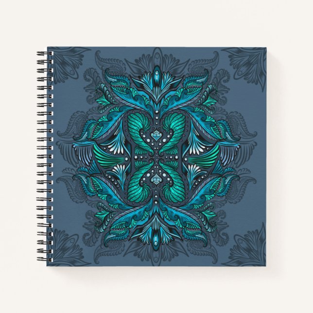 Mystic Peacock Feathers Notizbuch (Vorderseite)