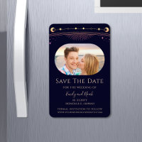 Mystic Rainbow Blue Sun Moon Stars Save the Date