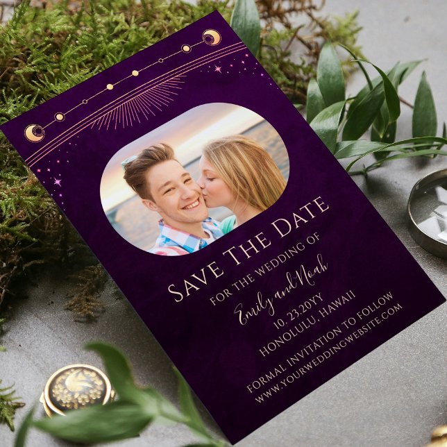 Mystic Rainbow Deep Plum Sun Moon Star Space Save The Date (Von Creator hochgeladen)