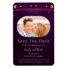 Mystic Rainbow Plum Sun Moon Star Save the Date Magnet