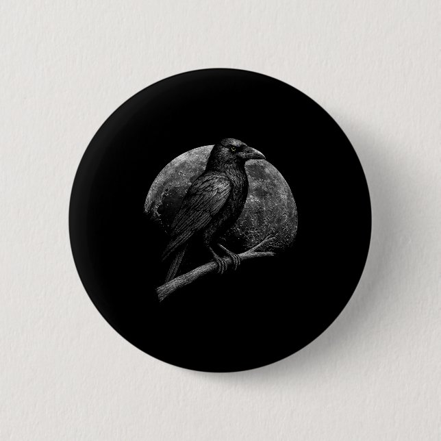 Mystic Raven Moon Dark Folklore Witchcraft Viking  Button (Vorderseite)