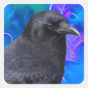 Mystic Raven Portrait Celtic Pagan Art Quadratischer Aufkleber