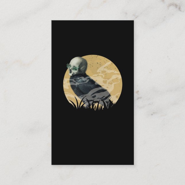 Mystic Raven Skull Crow Moon Gothic Bird Visitenkarte (Vorderseite)