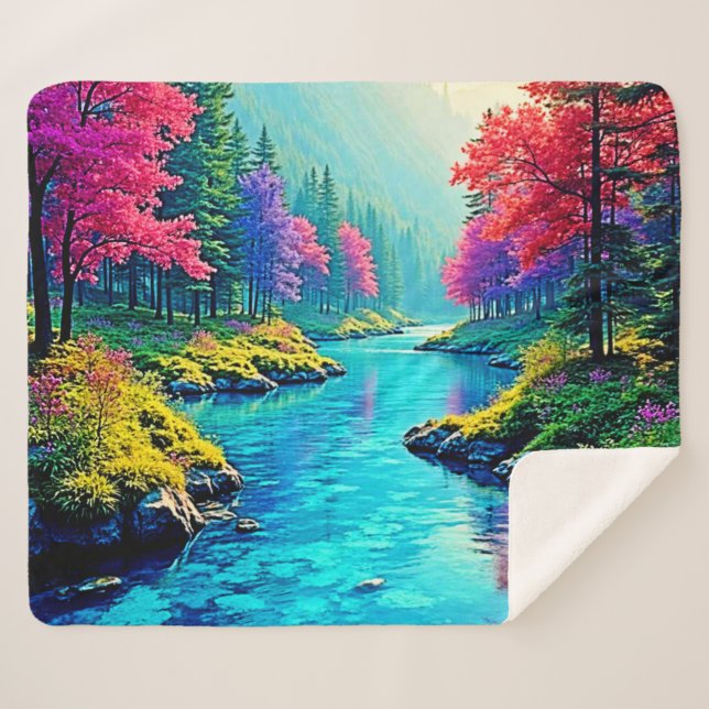 Mystic River Dreamy Forest Path Design Sherpadecke (Vorderseite (Horizontal))