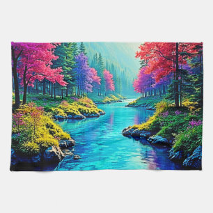 Mystic River Traumhafter Waldpfad Design Geschirrtuch