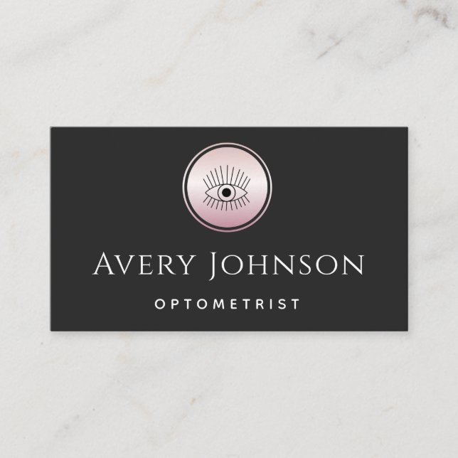 Mystic Rose Gold Eye Logo Optometrisch Chic Vision Visitenkarte (Vorderseite)