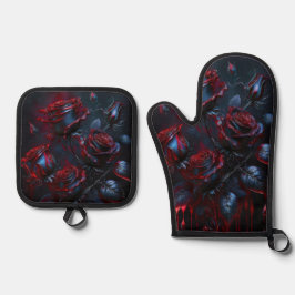 Mystic Rose Oven Mitt & Pot Holder Ofenhandschuh & Topflappen-Set