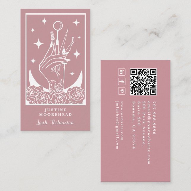 Mystic Rose Tarot Lash Tech Visitenkarte (Vorne/Hinten)