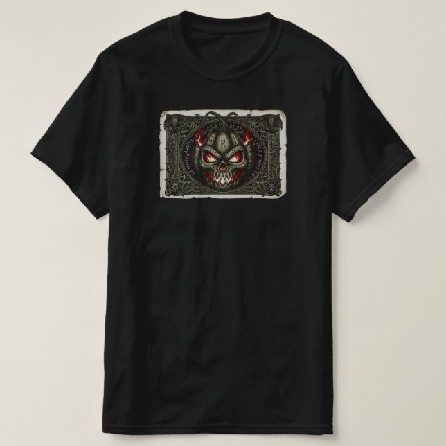 Mystic Rune Pumpkin Skull | NUR SCHWARZ T-Shirt (Design vorne)