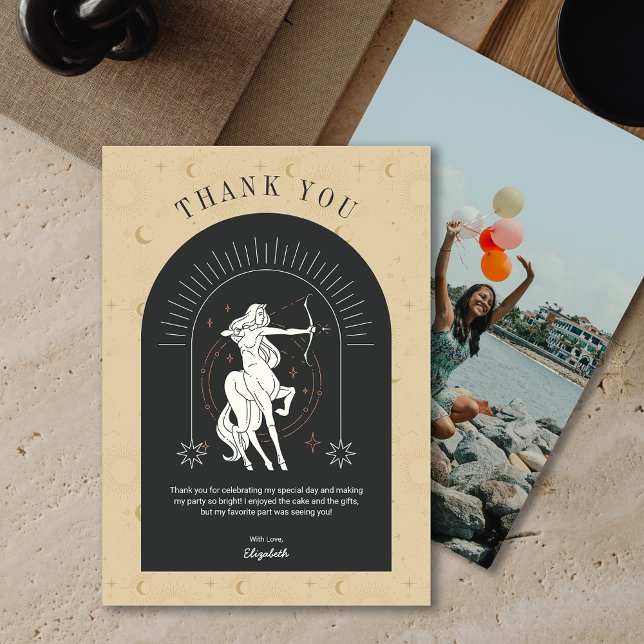 Mystic Sagittarius Zodiac Arch Carte de remercieme (Mystic Sagittarius Zodiac Arch Thank You Card)
