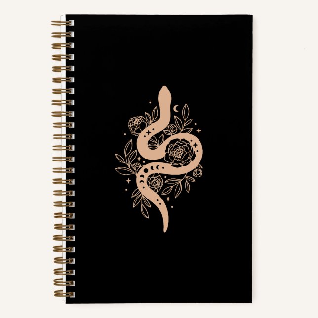 Mystic Serpent Journal | Schwarz und Rose | Linke  Notizbuch (Vorderseite)