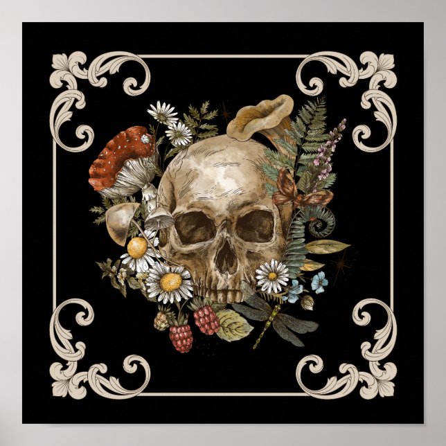 Mystic Skull Vintag Black Poster (Vorne)
