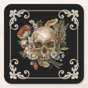 Mystic Skull Vintage Schwarz Rechteckiger Pappuntersetzer