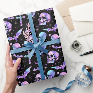 Mystic Skulls Bats & Crosses Geschenkpapier