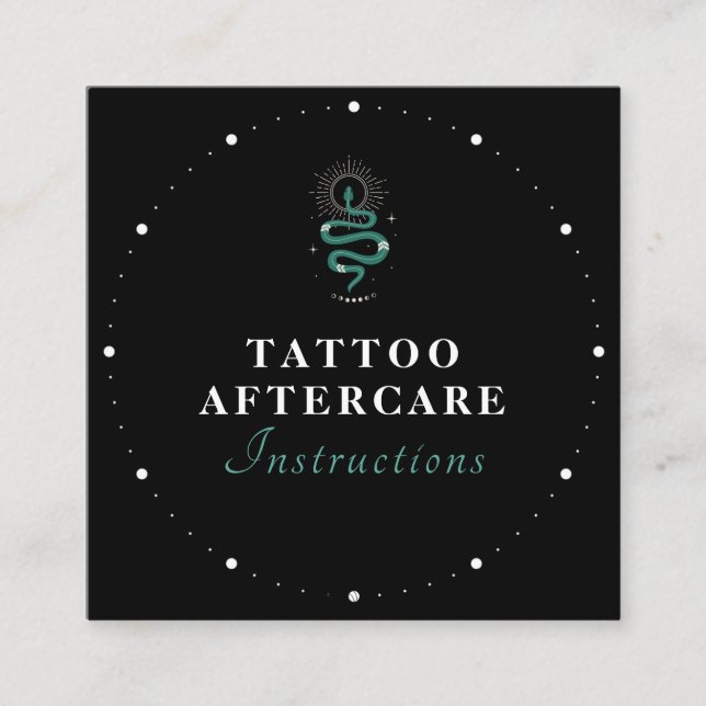 Mystic Snake Green Tattoo Aftercare Instructions S Quadratische Visitenkarte (Vorderseite)