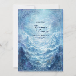 Mystic Snowy Mountain Valley Vista Wedding Einladung
