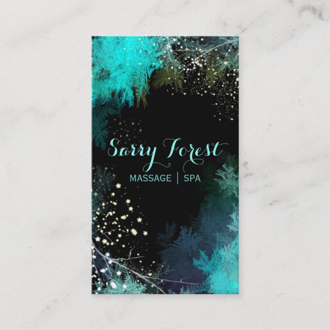 Mystic Starry Forest Massage Therapy Business Card Visitenkarte (Vorderseite)