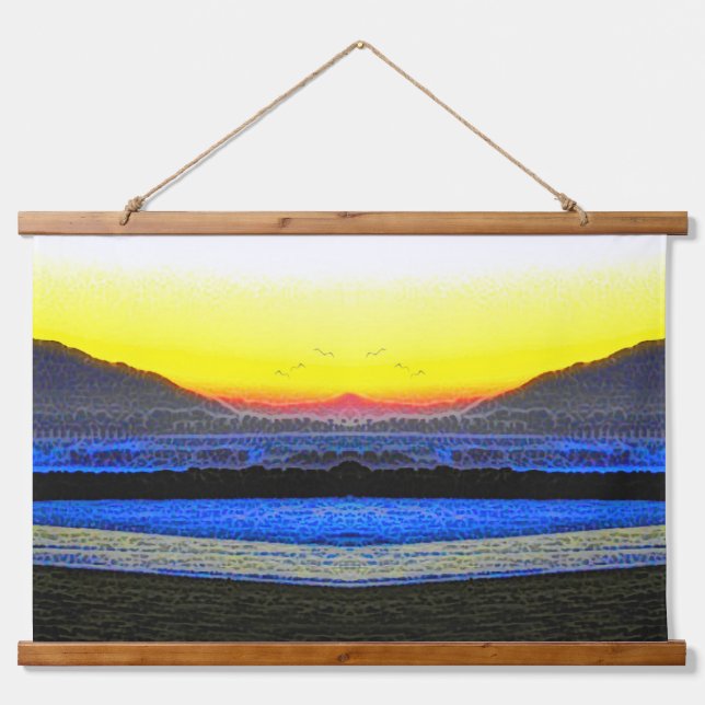 Mystic Sunset Double Vision  Wandteppich Mit Holzrahmen (Vorne)