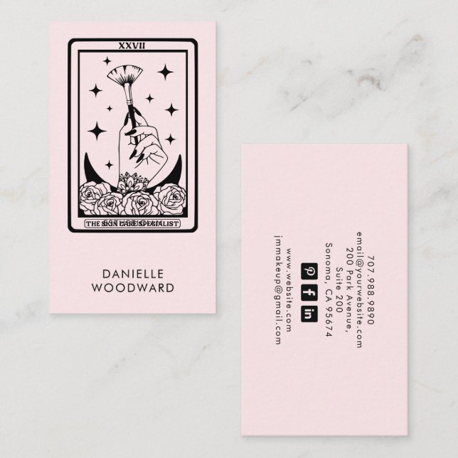 Mystic Tarot Esthetician Branding Blush Pink Visitenkarte (Vorne/Hinten)