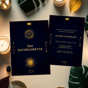 Mystic Tarot Fortune Navy Gold Junggeselinnen-Absc Einladung