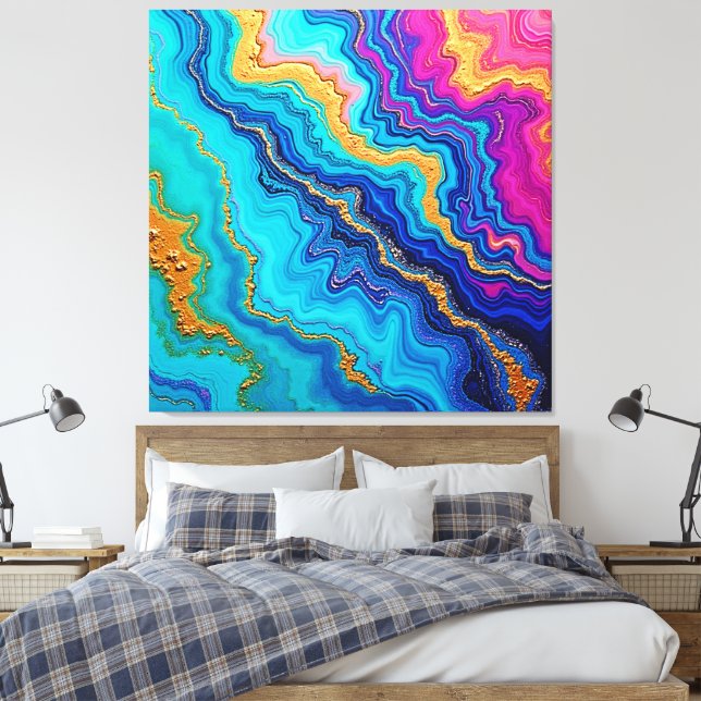 Mystic Teal & Gold Energy Leinwanddruck (Insitu (Schlafzimmer))