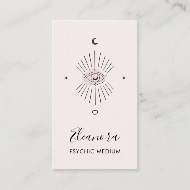 Mystic Third Eye Symbol Logo Blush Pink Psychisch Visitenkarte (Vorderseite)